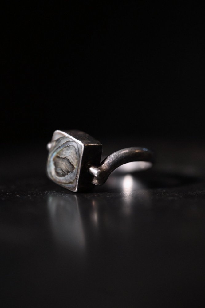 Vintage silver 950 onyx shell ring