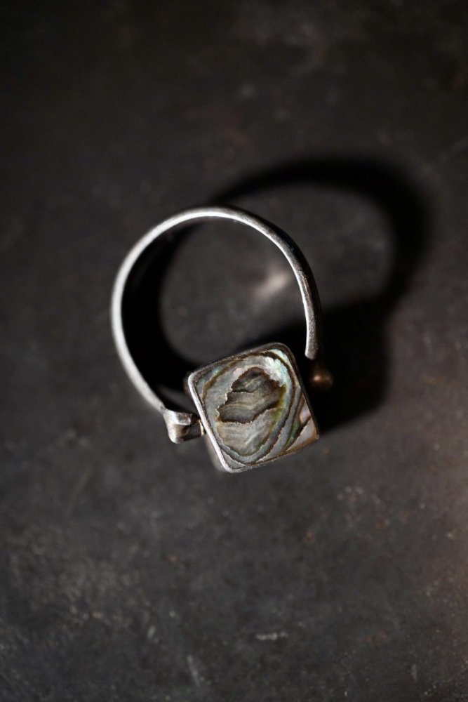 Vintage silver 950 onyx shell ring