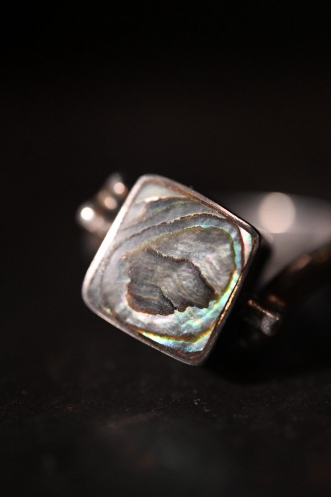 Vintage silver 950 onyx shell ring