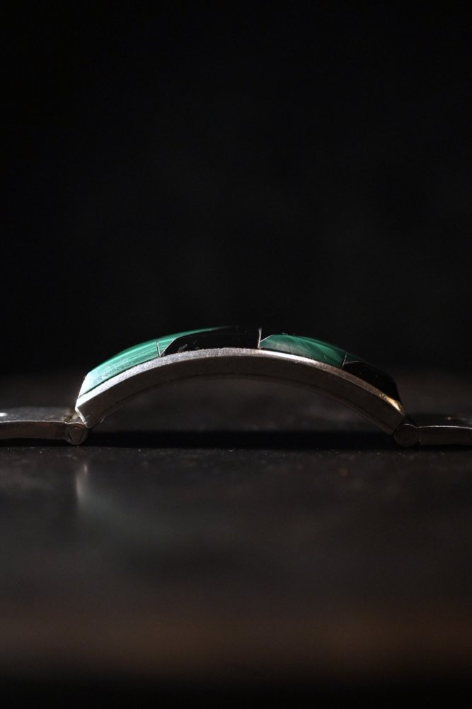 Vintage heavy silver onyx malachite bracelet