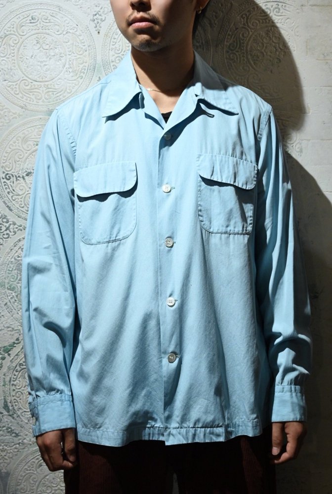 us 1950's cotton open collar shirt