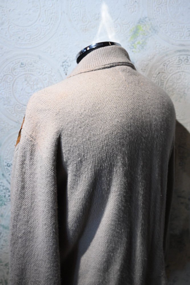 us 1960's~ acrylic knit  suede cardigan