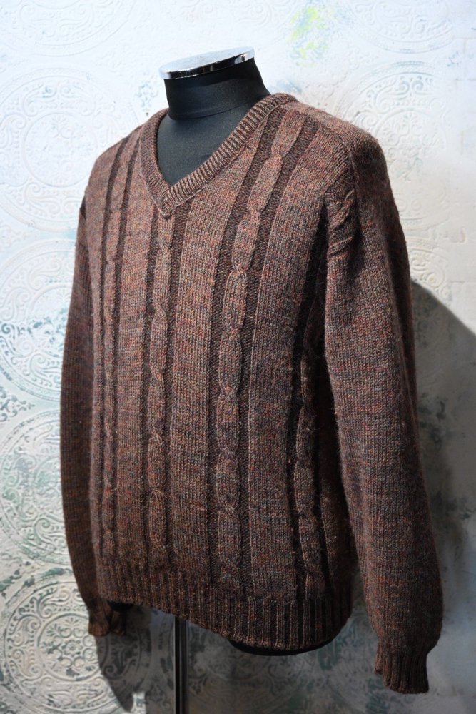 us 1950's~ cable v neck sweater