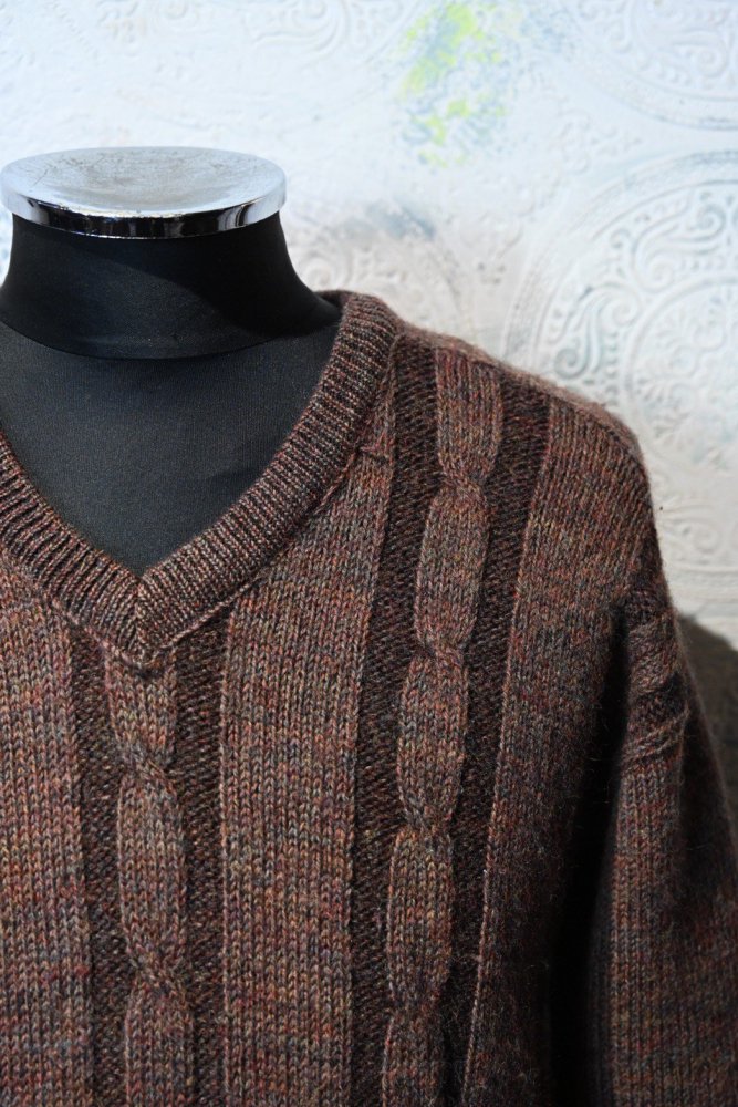 us 1950's~ cable v neck sweater