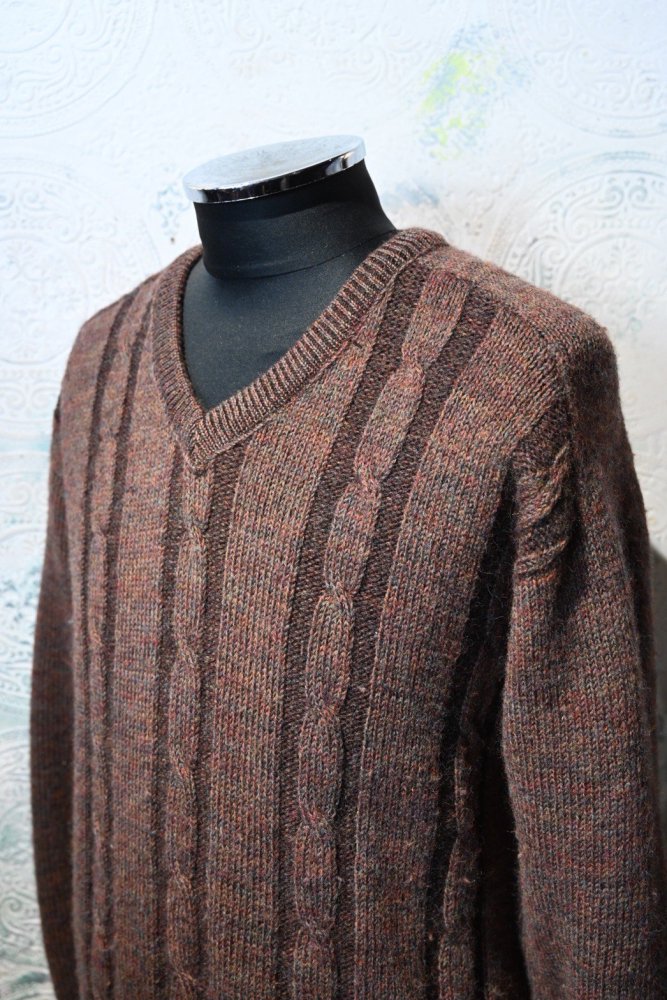 us 1950's~ cable v neck sweater