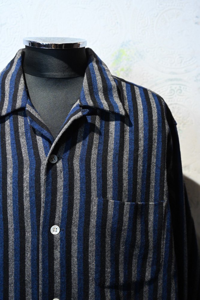 us 1950's~ wool stripe shirt "XL"