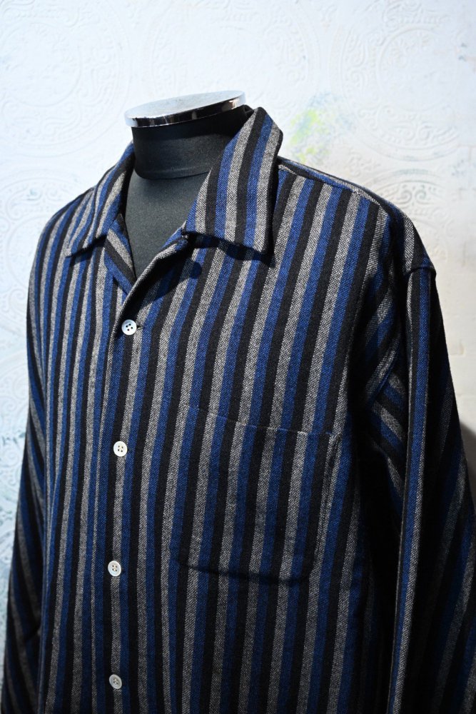 us 1950's~ wool stripe shirt "XL"