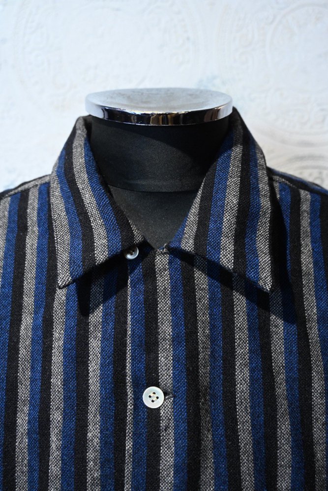 us 1950's~ wool stripe shirt "XL"