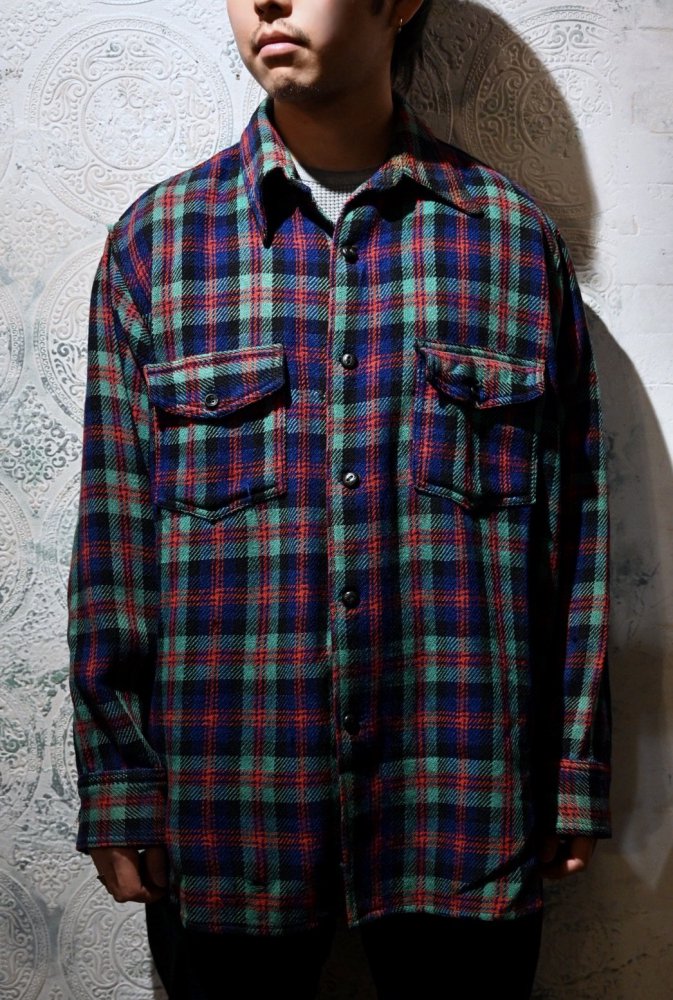 us 1940's~ wool check shirt