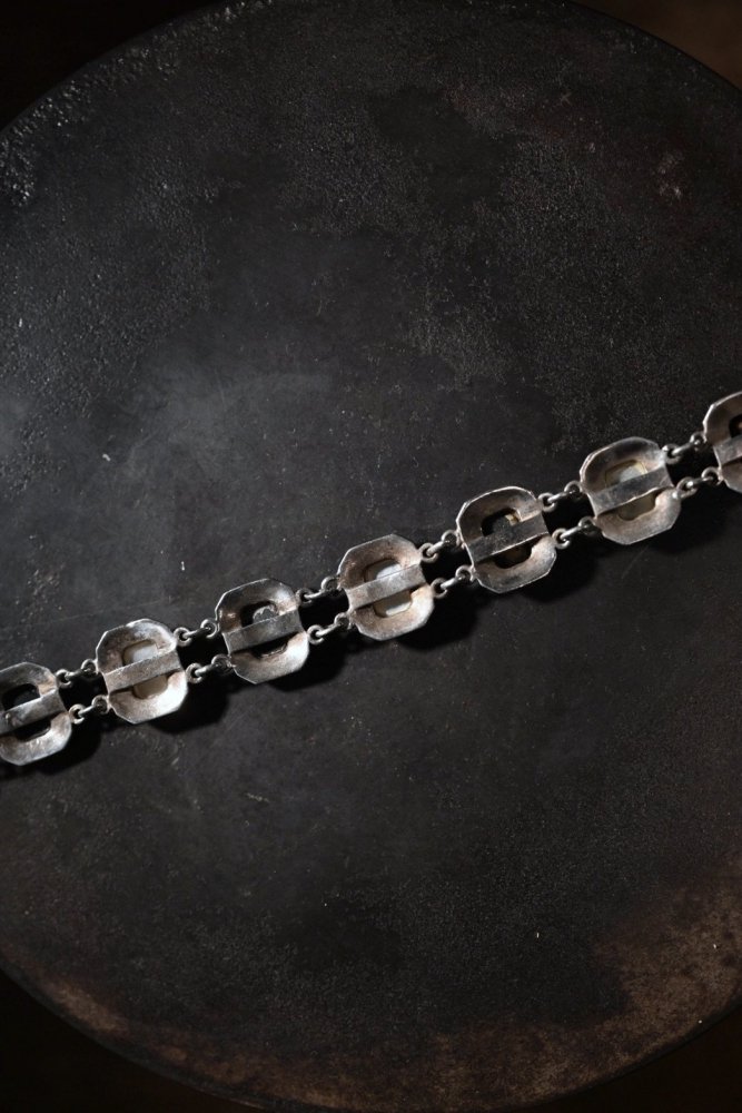 Vintage silver onyx  shell bracelet