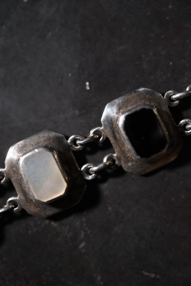 Vintage silver onyx  shell bracelet