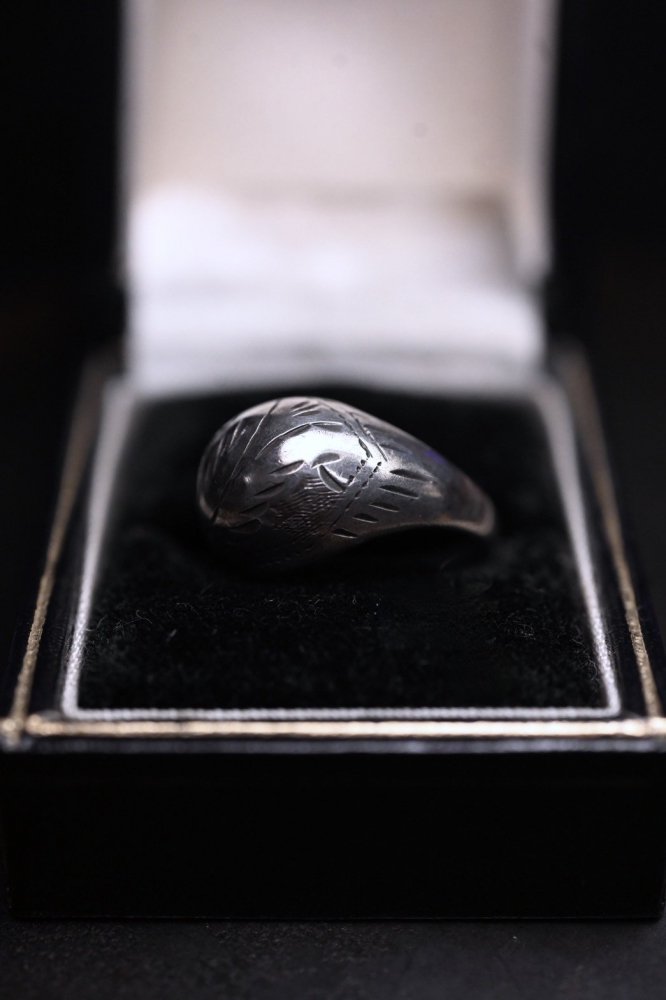 Vintage silver hand carved ring