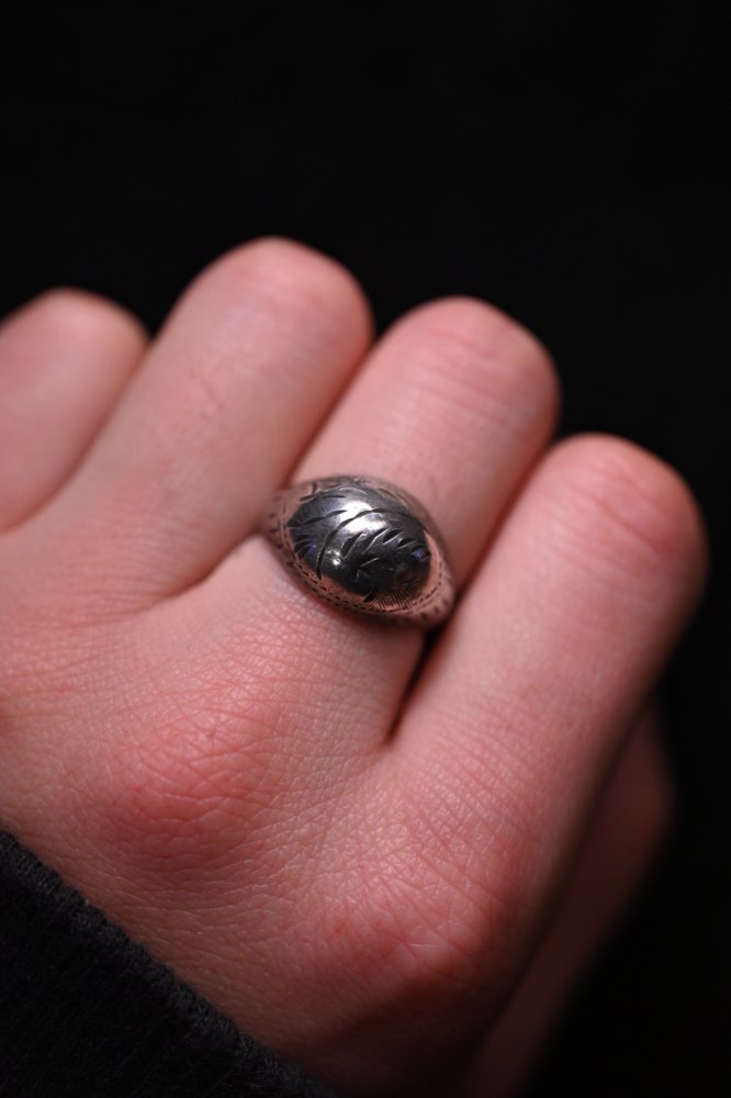 Vintage silver hand carved ring