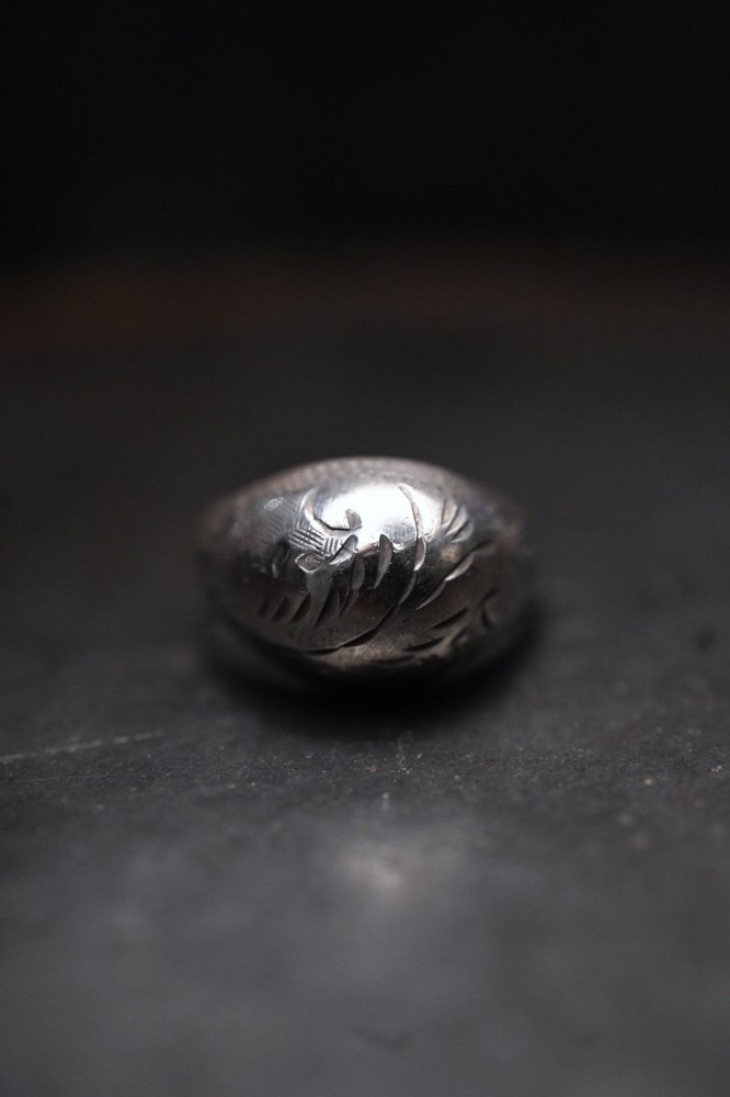 Vintage silver hand carved ring