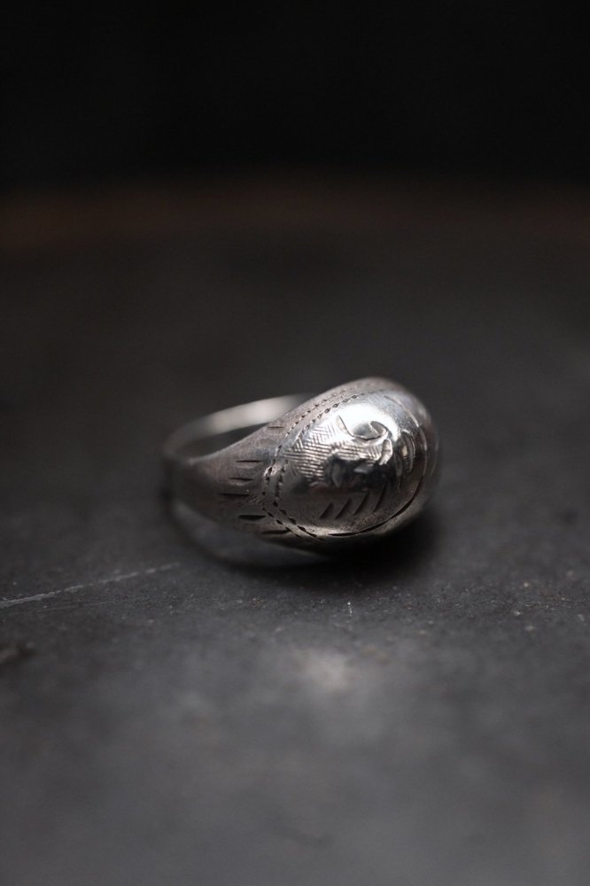 Vintage silver hand carved ring