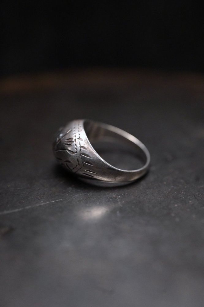 Vintage silver hand carved ring