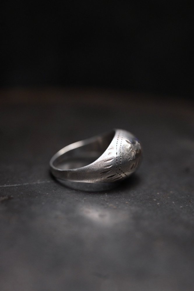 Vintage silver hand carved ring