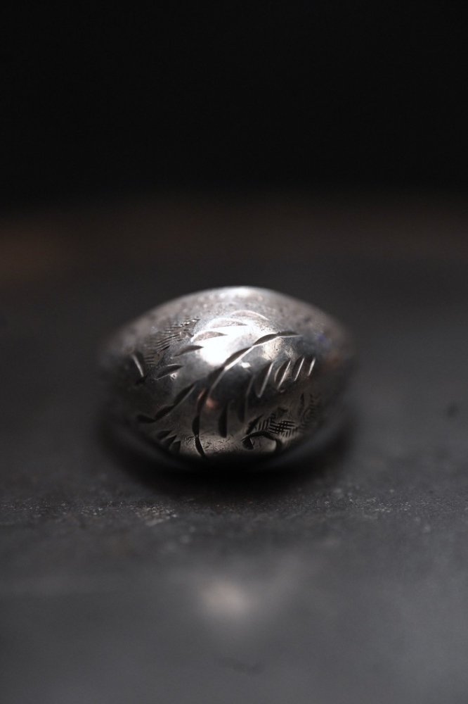 Vintage silver hand carved ring