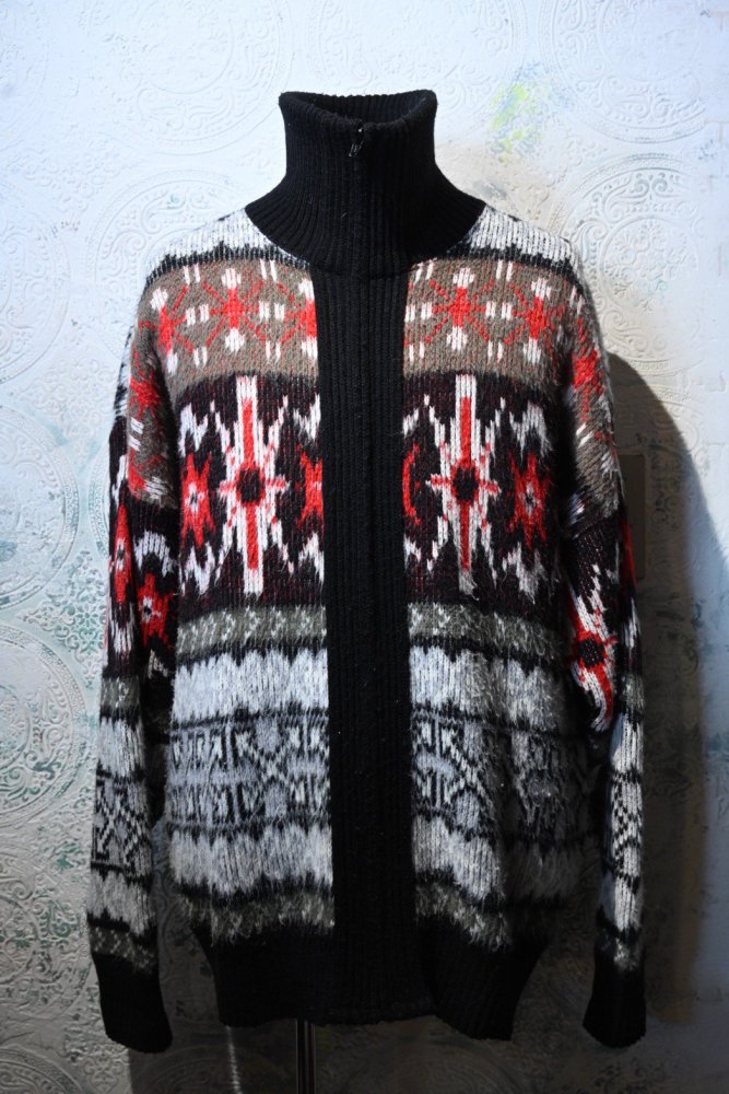 us 1970's high neck zip up sweater