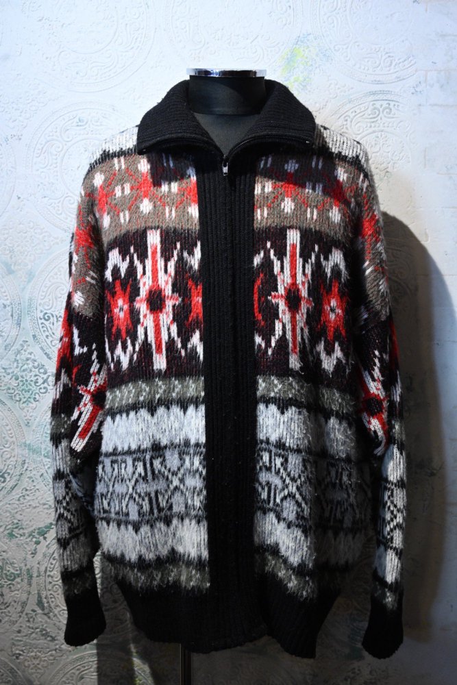 us 1970's high neck zip up sweater