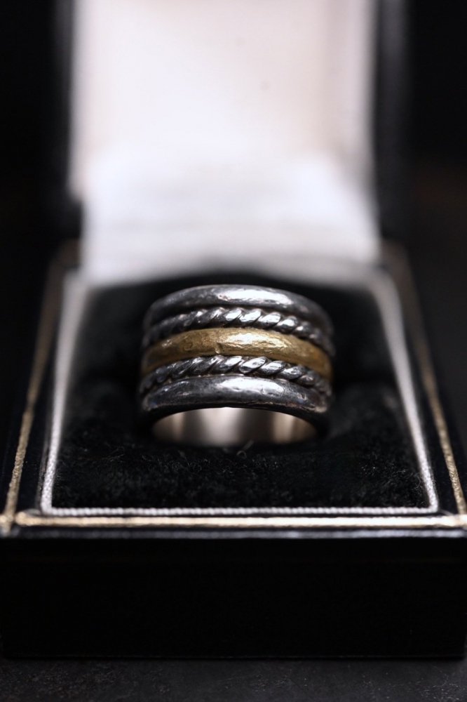 Mexico vintage silver  brass ring