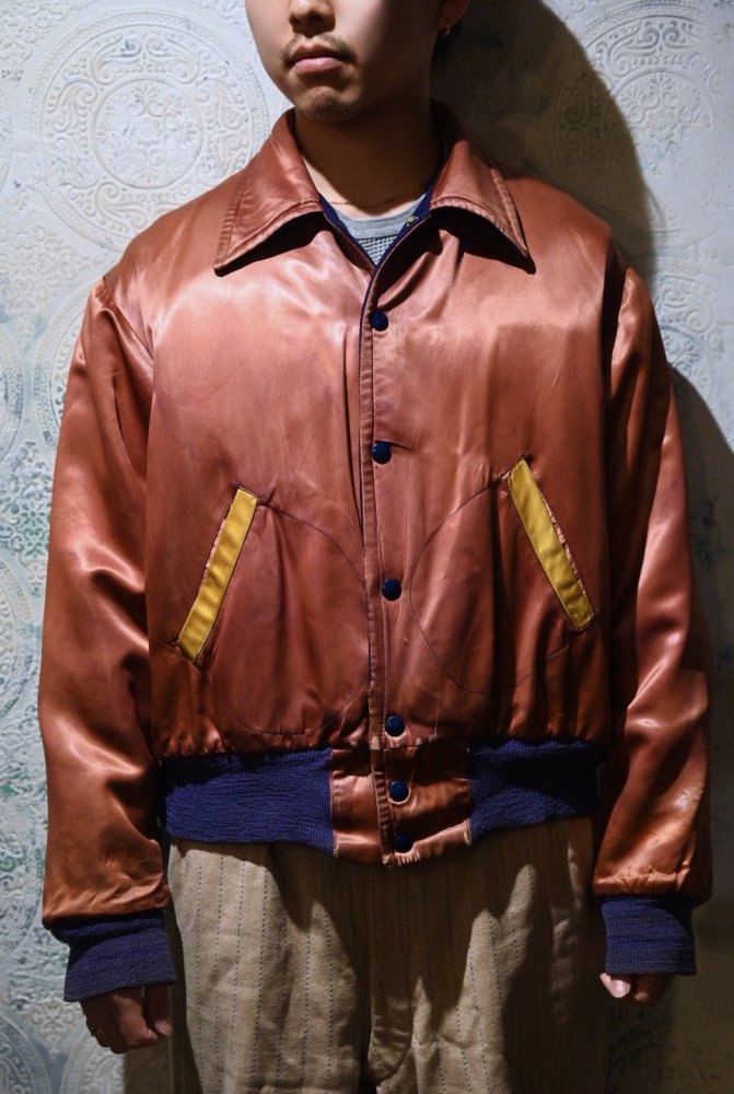 us 1950's~ wool  satin reversible award jacket