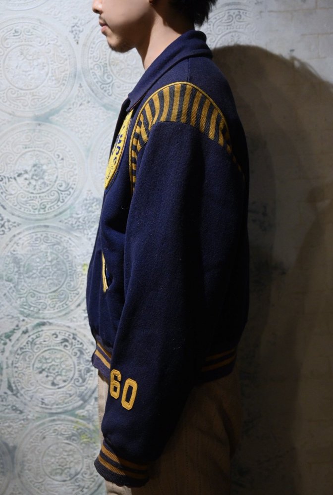 us 1950's~ wool  satin reversible award jacket