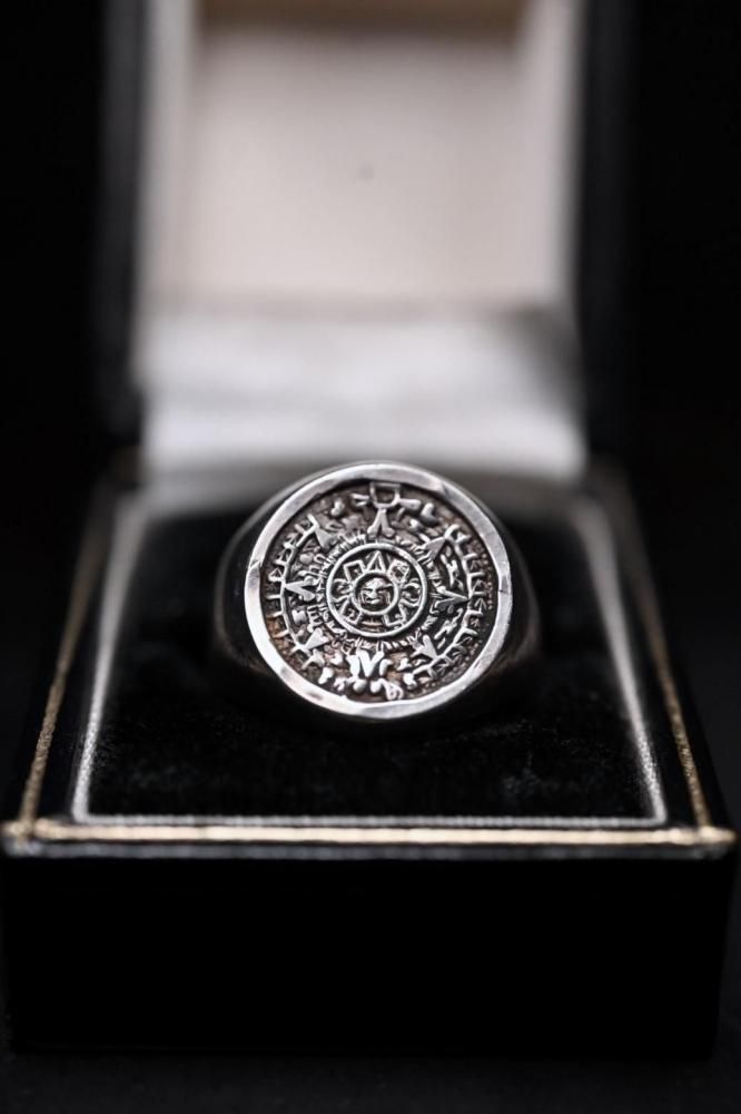 ✨ヴィンテージ　スターリングシルバー925 アステカ✨ ヴィンテージ アステカカレンダー シルバー リング [ Sterling