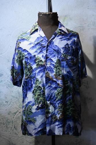 us 1950's~ "Sportsweat" rayon aloha s/s shirt