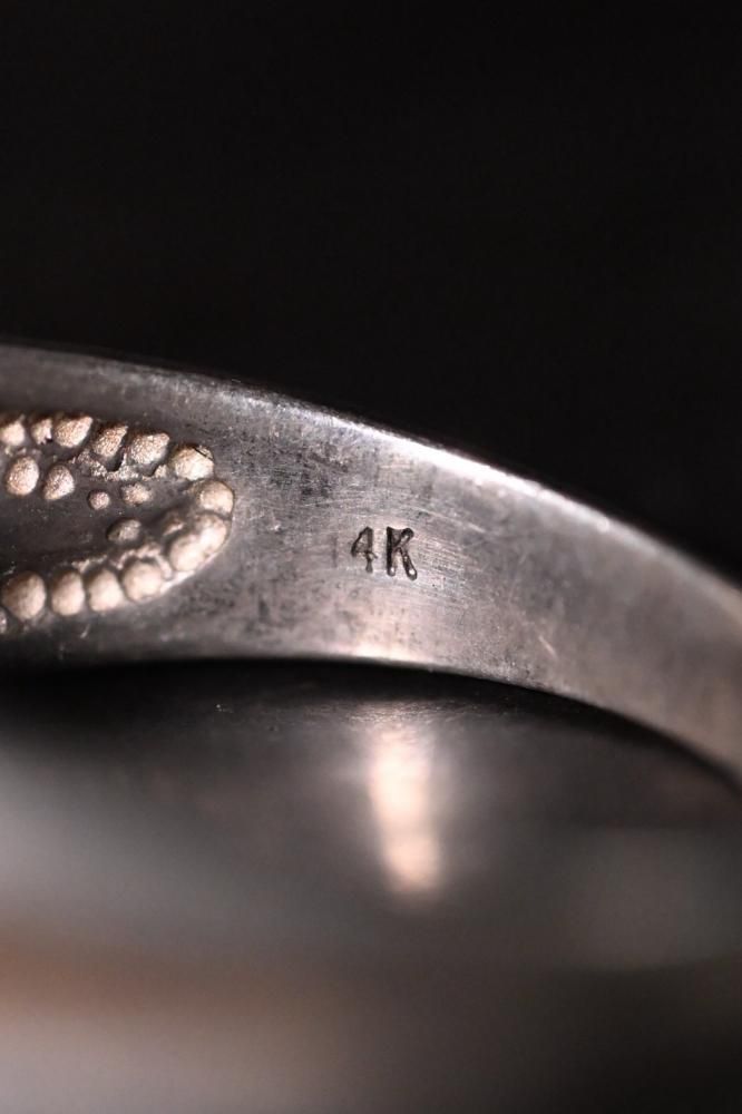 Vintage silver  14K gold ring