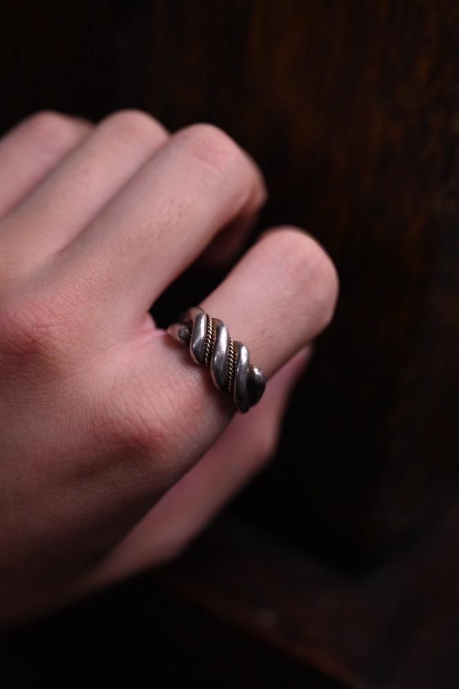 Vintage silver  14K gold ring