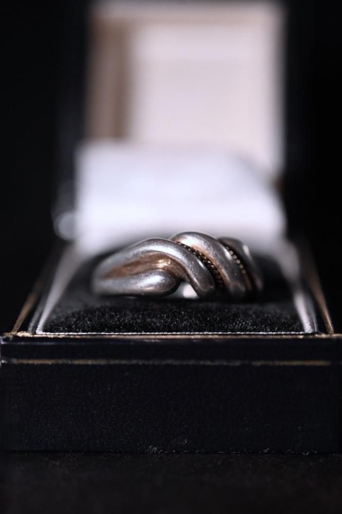 Vintage silver  14K gold ring