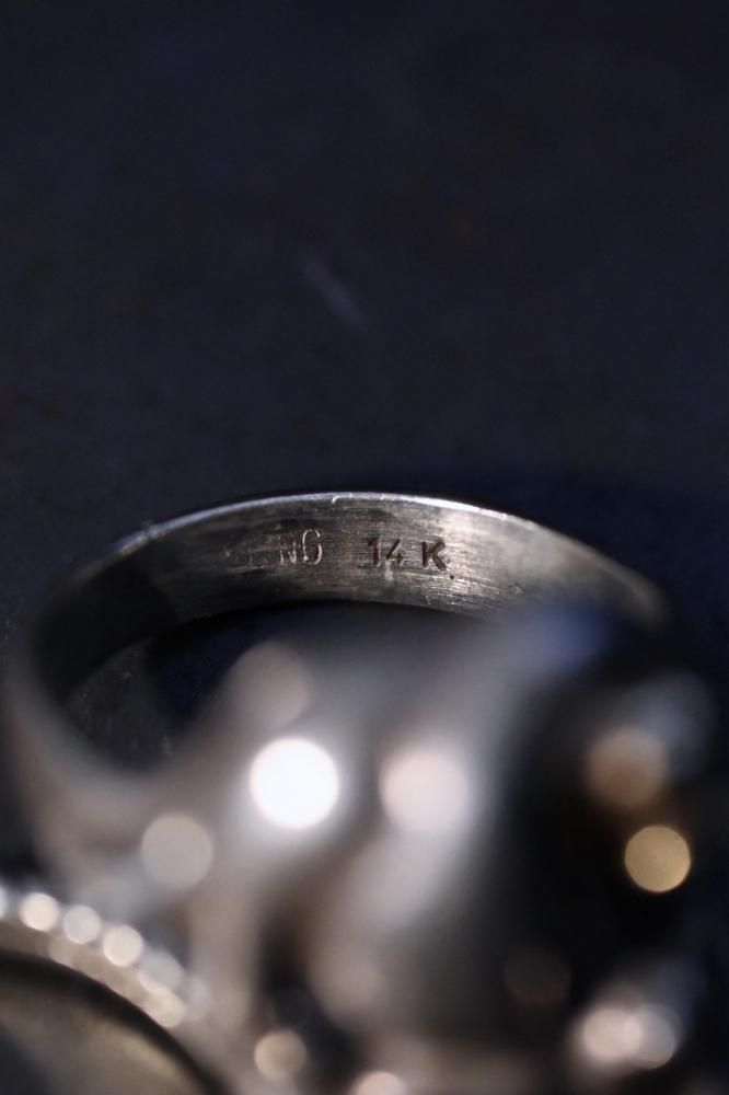 Vintage silver cat  14K mouse ring