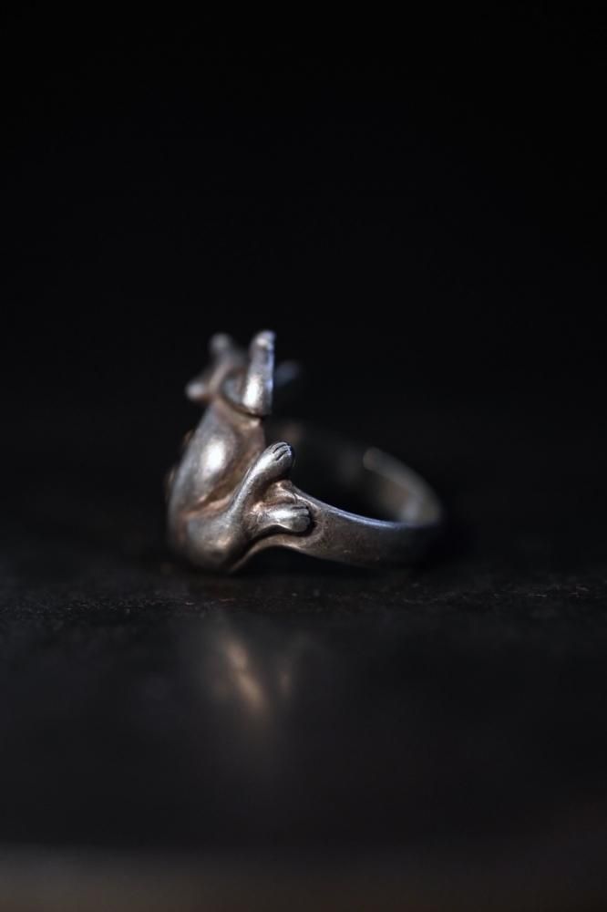 Vintage silver cat  14K mouse ring