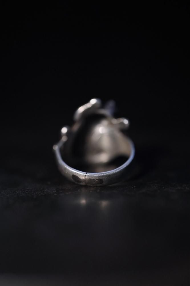 Vintage silver cat  14K mouse ring