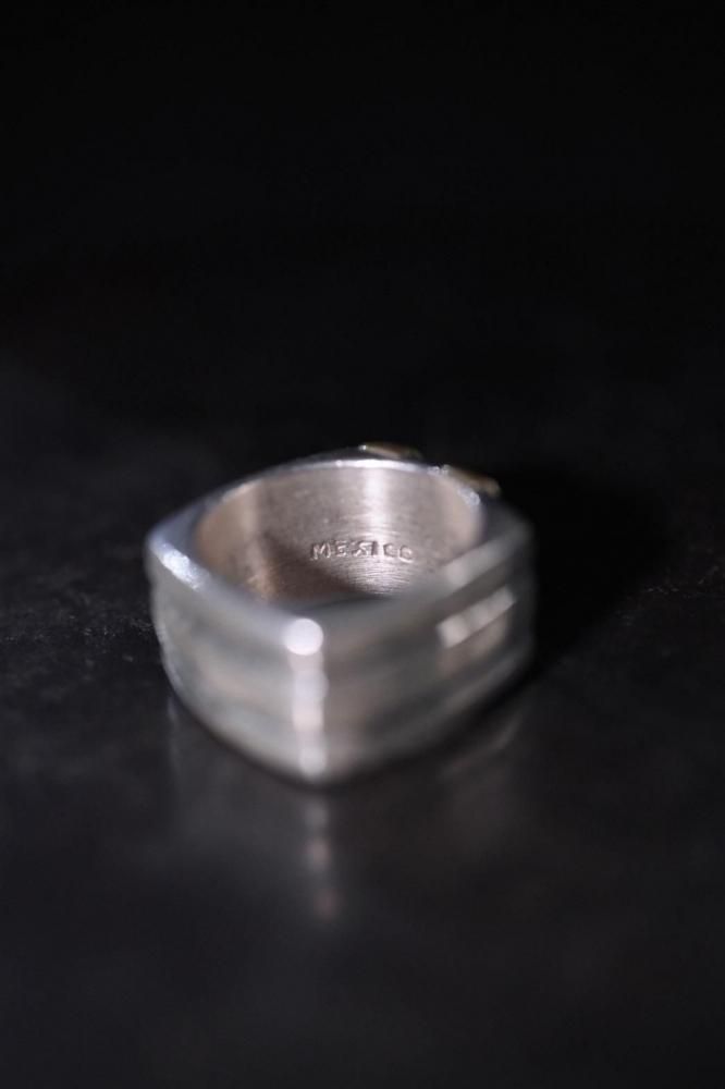 Mexico vintage silver  brass ring