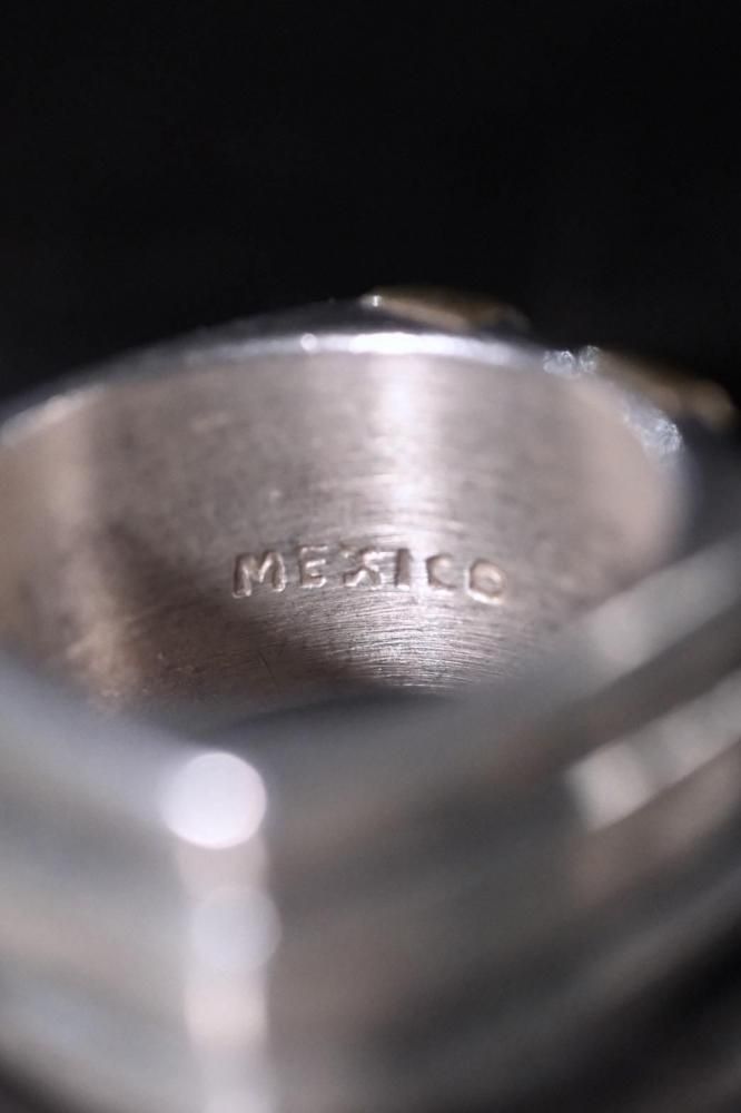 Mexico vintage silver  brass ring