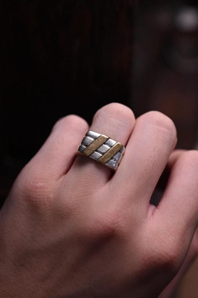 Mexico vintage silver  brass ring