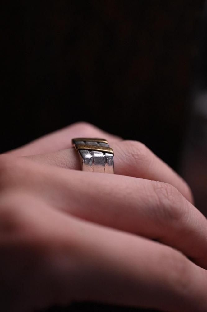 Mexico vintage silver  brass ring