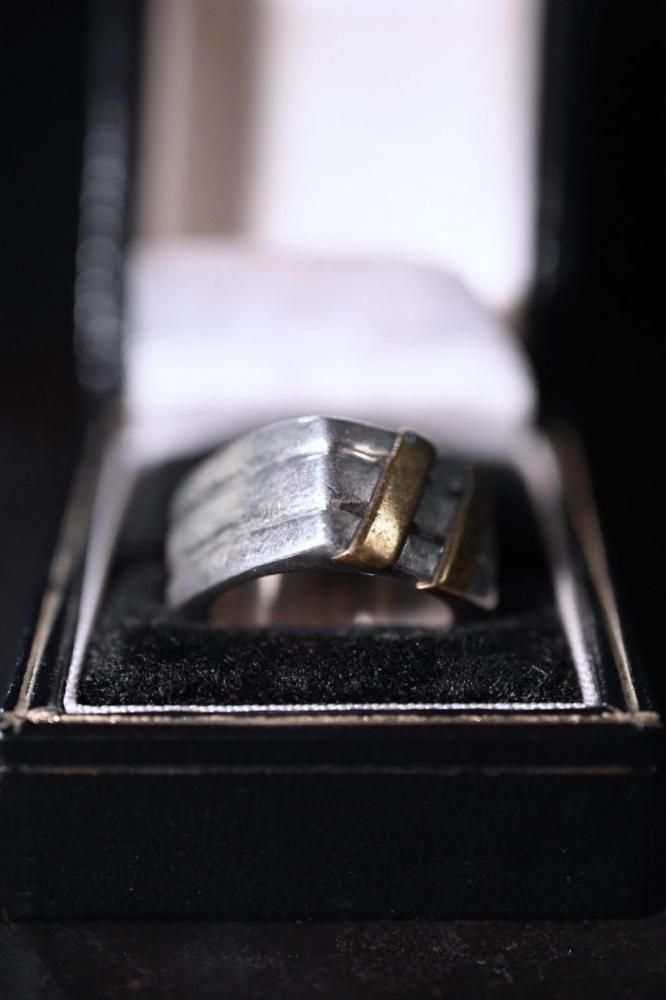Mexico vintage silver  brass ring