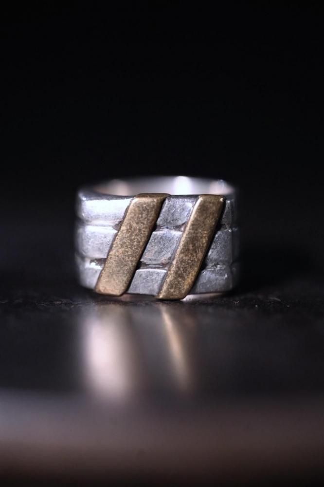 Mexico vintage silver  brass ring