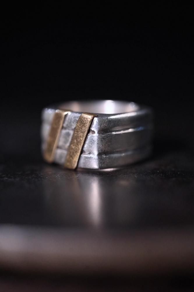 Mexico vintage silver  brass ring