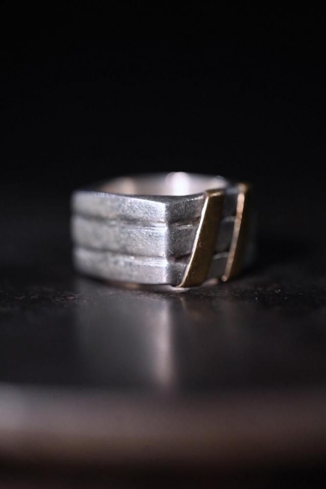 Mexico vintage silver  brass ring