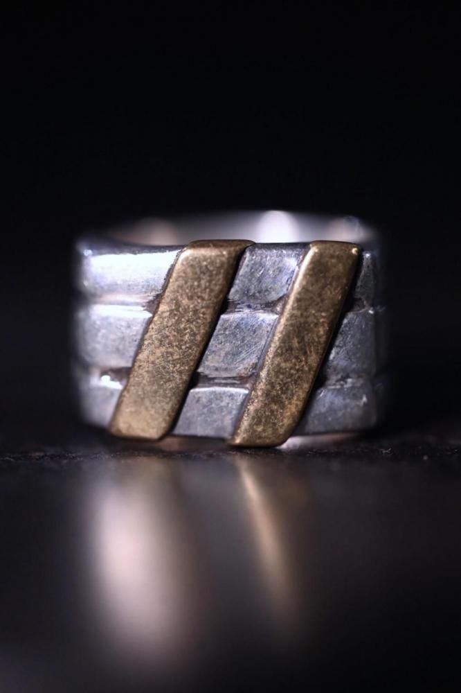 Mexico vintage silver  brass ring