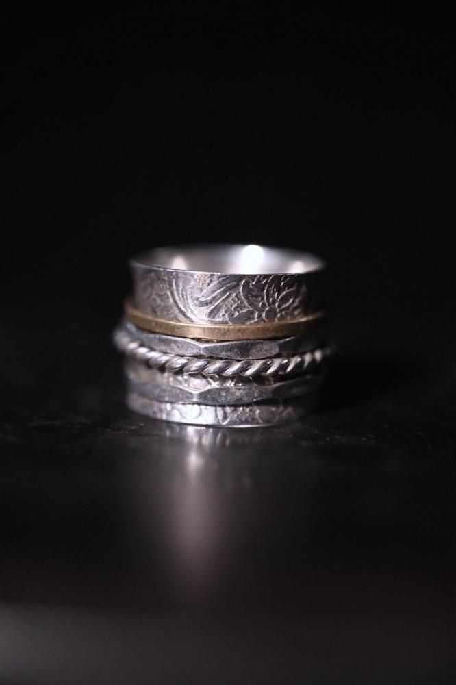 Vintage silver  brass ring