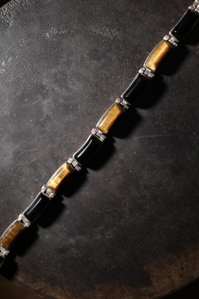 Vintage silver  tiger eye  onyx bracelet
