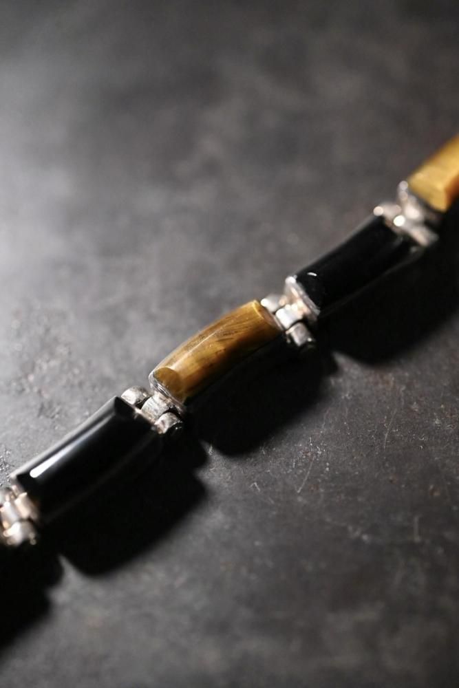 Vintage silver  tiger eye  onyx bracelet