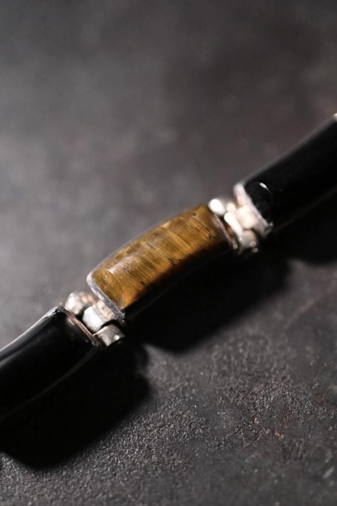 Vintage silver  tiger eye  onyx bracelet