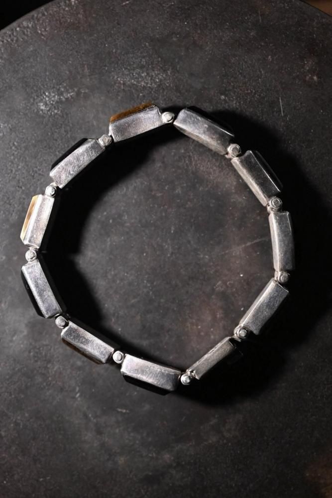 Vintage silver  tiger eye  onyx bracelet