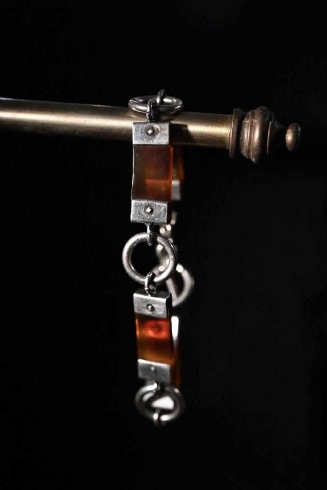 Vintage silver  amber bracelet